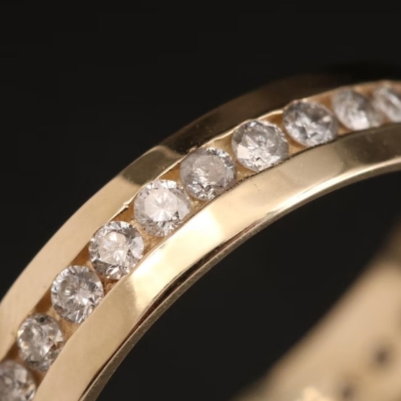 14K YELLOW GOLD 0.96 CTW Diamond Eternity Band Wedding Promise - Picture 3 of 4